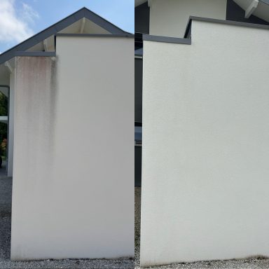 Comparaison de deux murs : l'un est taché, l'autre est propre et lisse.